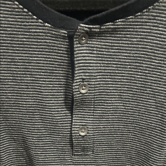 American Eagle Outfitters Black and Gray Striped Long Sleeve Henley - Picture 4 of 14